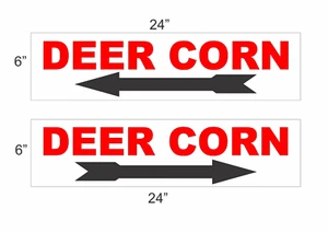 Deer Corn with Arrow 6"x24" RIDER SIGNS Buy 1 Get 1 FREE 2 Sided Plastic - Picture 1 of 3
