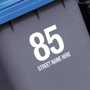 WHEELIE BIN STICKERS - Number and street name. Recycling and Garden Waste - Picture 1 of 3