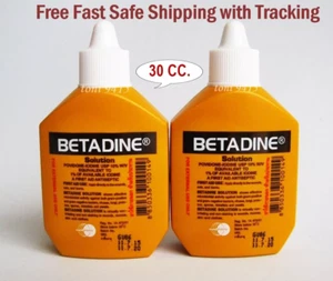 2 X 30CC BETADINE POVIDONE IODINE IN BOX WOUND INFECTION SOLUTION BOTTLES - Picture 1 of 3