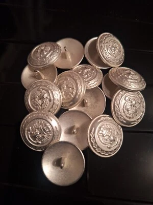 10er Set silberne Ösenknöpfe Metall, gute Qualität, rund mit Motiv, ca. 23/24mm - Bild 1 von 2