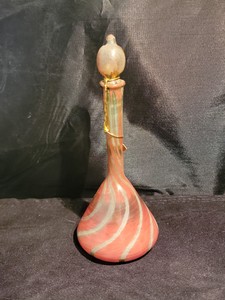 Vintage NEKER JERUSALEM ART GLASS Perfume Bottle + Stopper w/ Original Tag