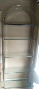 MCM Chrome Glass Tall Etagere Bookshelf Arched Curved Milo Baughman Style Both - Picture 1 of 4