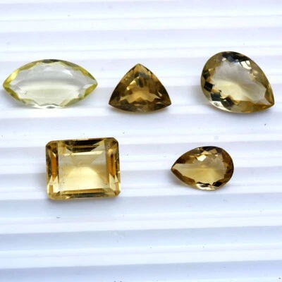 5 Pcs Natural Citrine Unheated 11mm-22mm Faceted Cut Huge Size Loose Gemstones - Image 1 of 4