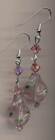 Pink spiral lampwork glass/crystal artisan earrings Birdsongjewelry