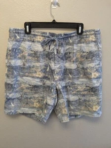 Tommy Bahama Men's XL Linen Shorts Blue Scenic Print Sailboat Resort Drawstring - Picture 1 of 10
