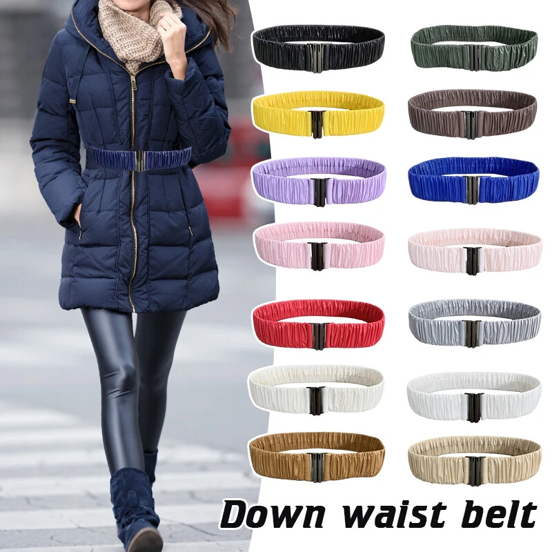 Lady Elastic Waist Belt Cinch Stretch Waistband Buckle for Down Puffer Coat Belt