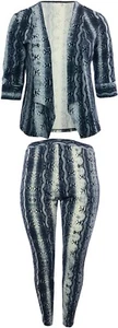 Grey Print Blazer With Skinny Leg Trouser Matching Tailored Suit Ladies Plus - Picture 1 of 5