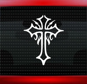 Cross #2 Christian Car Decal Truck Window Vinyl Sticker Fish Tribal (20 COLORS!) - Picture 1 of 1