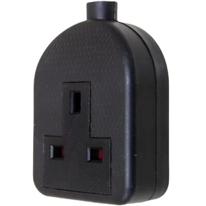 13A Trailing Socket 1 Gang Rubberised Black High Impact for Extension Leads - Picture 1 of 12