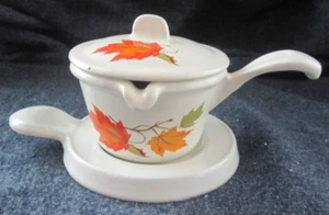Descoware Enamel Cast Iron Autumn Theme Butter Warmer w/Trivet / Belgium Made - Picture 1 of 7