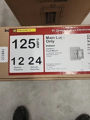 - HOM1224L125PGC Homeline 125 Amp 12-Space 24-Circuit Indoor Main Lugs Load C... - Image 1 of 3