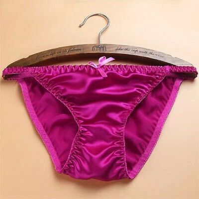 女式 100% 真丝内裤低腰比基尼礼物内衣裸体裤白色 — 第 1/4 张图片