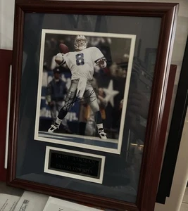 Troy Aikman #8 -signed Iconic Photo- Dallas Cowboys Framed With Plaque + COA - Picture 1 of 11