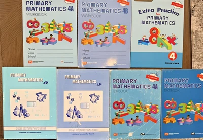 Сингапур начальной математики 4a 4b набор из 7 учебник учебник учитель США Edn б/у 6 чистый - Изображение 1 из 4