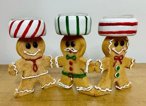 Yankee Candle Gingerbread Men Triple Tea Light Holder Christmas Decoration Rare - Picture 1 of 4