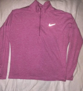 Nike Dri Fit Running Jacket Women's Size Large Pink Half Zip Long Sleeve Shirt - Picture 1 of 6