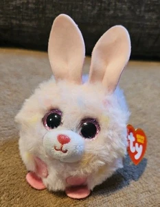 TY Puffies Beanie Balls Plush Strawberry the Pink Easter Bunny Rabbit 3 in Tag - Picture 1 of 8