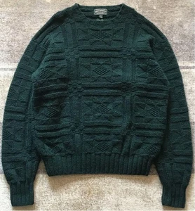 Polo Country Ralph Lauren 80s Vintage Hand Knit Sweater Men Size L Green - Picture 1 of 9
