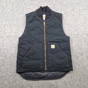 Carhartt Gilet Mens Small Black Vest Jacket Canvas Quilted Bodywarmer Skater - Picture 1 of 10