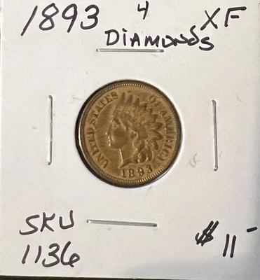 CENTAVO CABEZA INDIA 1893 GRADOS EXTRA FINO. MONEDA REAL #8095 Foto 1 de 2