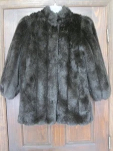 Monterey Fashions 4 P faux fur coat black vintage made in USA - Picture 1 of 8