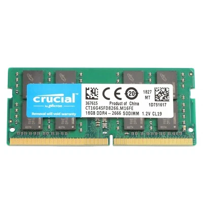 Crucial DDR4 16GB 2666MHz PC4-21300 RAM 1.2V CL19 Notebook Memory 2Rx8 SO-DIMM - Image 1 of 4