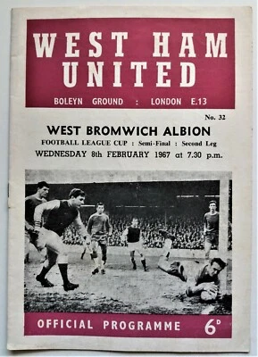 West Ham United V West Bromwich Albion League Cup Semi Final 1967 good condition - Image 1 of 4