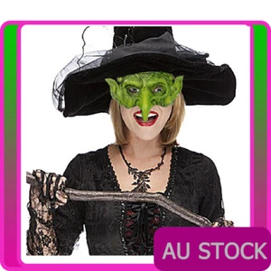 Green Goblin Mask Creepy Scary Halloween Mask Latex Witch Evil Demon Warlock - Picture 1 of 7