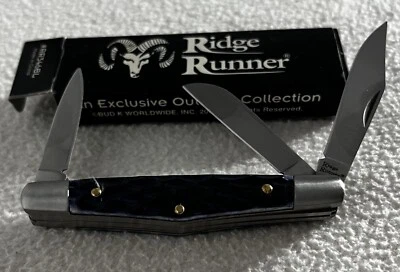Navaja de Bolsillo Ridge Runner 3 Hojas RR346BL Hueso Púrpura Nueva en Caja De Colección Foto 1 de 4