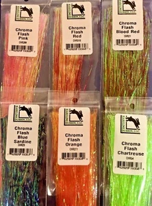 HARLINE'S CHROMA FLASH, U PICK COLOR. FLY TYING MATERIALS SALTWATER SALMON FLIES - Picture 1 of 8