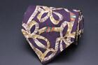 VALENTINO Silk Tie. Purple & Brown Floral Ribbon Design. Made in Italy.