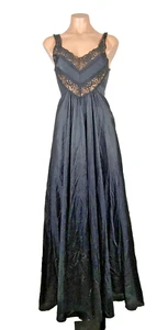 Maxi camisón vintage sedoso de nailon de barrido completo vestido sin mangas ropa encubierta - Imagen 1 de 6