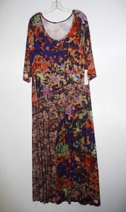 Soft Surroundings Estelle Maxi Dress Womens 1X Multicolor Floral Scoop Neck - Picture 1 of 8