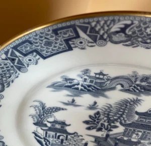 Rare Royal Worcester Blue Willow in Slate Blue with Mikado Gilted Rim from 1878 - Picture 1 of 9