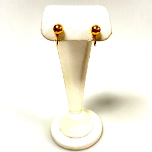 u883 Vintage Classic 14K Yellow Gold Screw-back 7mm Ball Earrings - Picture 1 of 4
