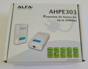 Alfa Network AHPE303 Powerline AV Starter Kit up to 200 Mbps 2-Pack. NEW in Box - Picture 1 of 3