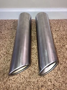 Pair Chrome Angle Cut Exhaust Tip 3” X 13” never been used - Picture 1 of 10