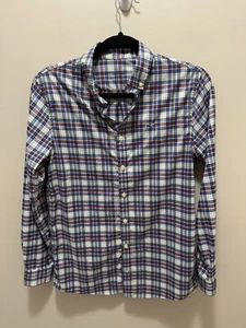 Vineyard Vines Boys Performance Button Down Plaid Whale Shirt Size Large - Picture 1 of 9