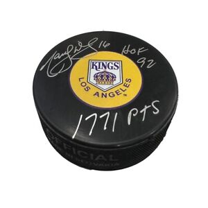 MARCEL DIONNE Signed & Inscribed Los Angeles Kings Puck - 1771 Points