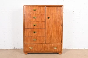 Drexel Heritage Hollywood Regency Campaign Oak Gentleman's Chest or Dresser - Picture 1 of 10