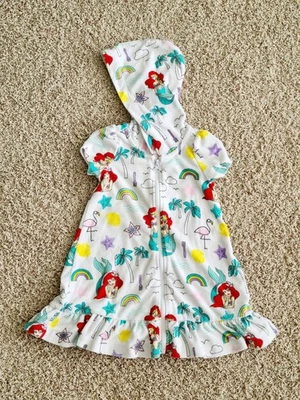 Disney Store Ariel Natación Cubre Niña Talla 4 Sirenita Sudadera con Capucha Playa Foto 1 de 3