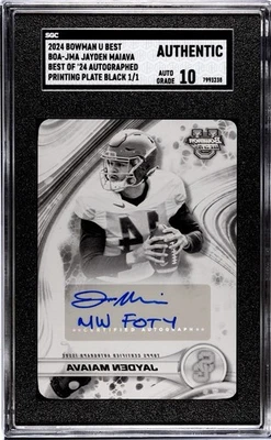 2024 Bowman U Melhor Placa de Impressão Autografada - 1/1 Jayden Maiava SGC AUTH/10 - Imagem 1 de 2