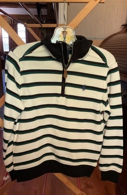 Camisa de algodón a rayas Polo Ralph Lauren medio 1/4 cremallera 4-5 niños Foto 1 de 4