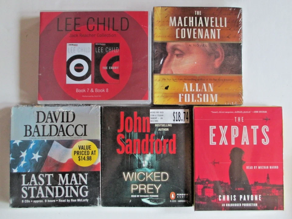 6 NEW Audiobooks CD Mystery Lot Lee Child, David Baldacci, John Sandford, Folsom - Image 1 of 1