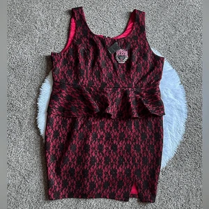 Torrid X Rebel Wilson Dress New Lace Black Red Womens Size 24 No Belt - Picture 1 of 11