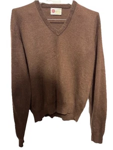 Maglione vintage Kings Road marrone XL maglione scollo a V Zefran acrilico - Foto 1 di 17