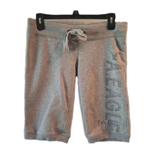 American Eagle LOGO Gray Drawstring Sweat Shorts Size Small 100% COTTON - Picture 1 of 17