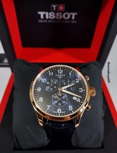 Tissot Chrono XL Classic Men's Watch, Blue/Rose Gold - Picture 1 of 12