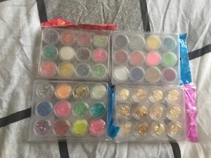 36 Mixed Color Nail Art Acrylic Glitter assorted plus gold foil - Picture 1 of 1