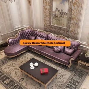 VIDA Luxury Italian Style Velvet Sofa Sectional Set. 3 Pieces. Plum Colored - Picture 1 of 5